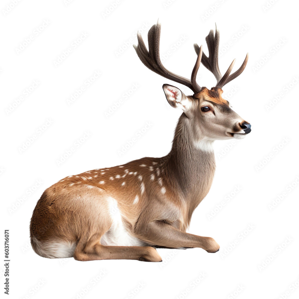 animal Deer sitting on transparent background, generative Ai animal Deer sitting on transparent background, generative Ai