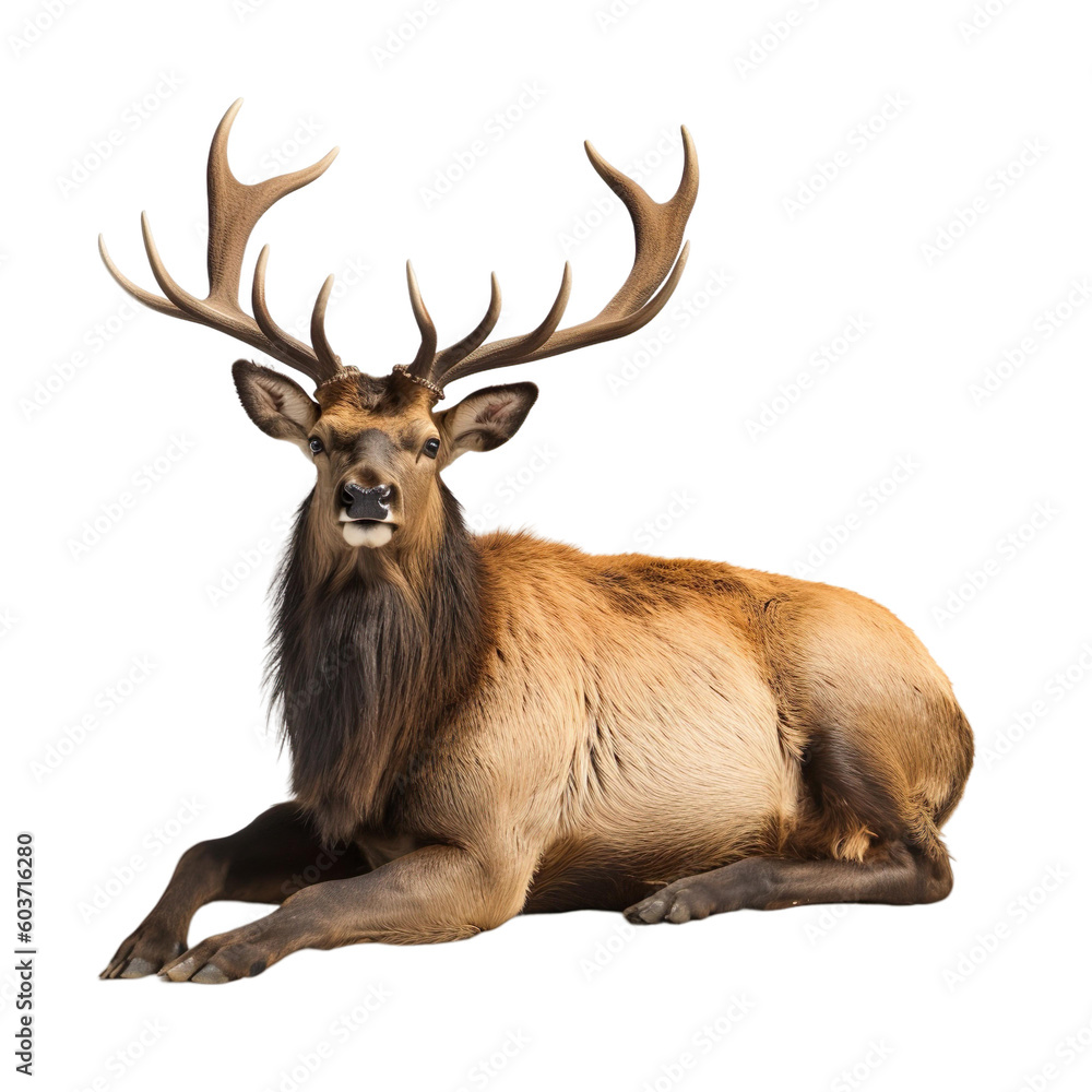 animal Elk sitting on transparent background, generative Ai animal Elk sitting on transparent background, generative Ai