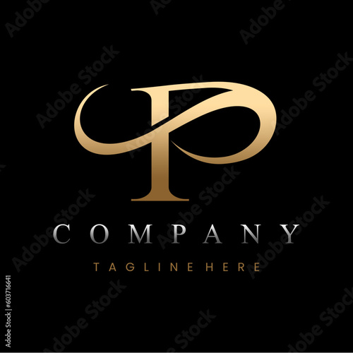 Golden Luxury Letter P Logo Design