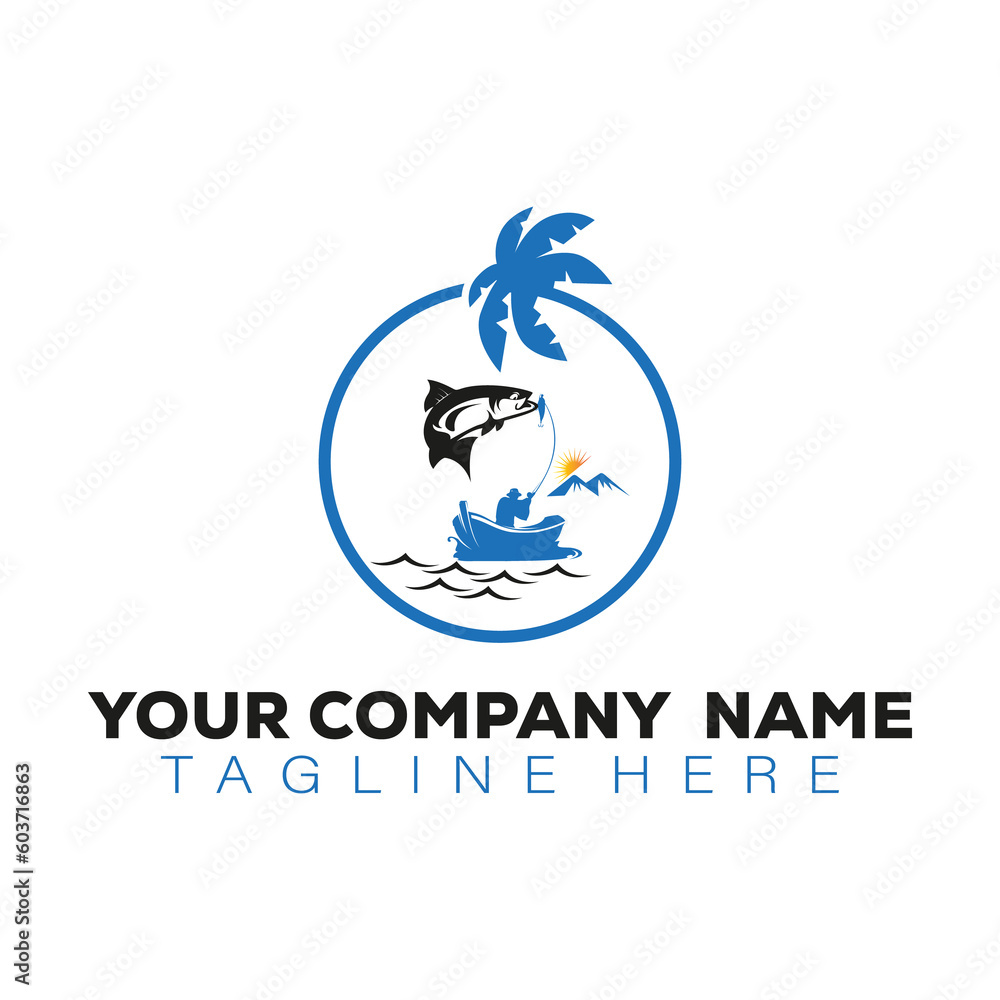 Fototapeta premium salmon fish logo design vector template. Seafood logo design template