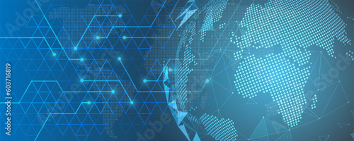 Abstract geometric triangle pattern global technology network communication background image