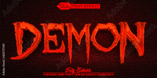 Horror Red Demon Hell Vector Editable Text Effect Template