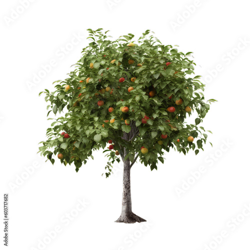 tree with apples isolated on transparent background cutout