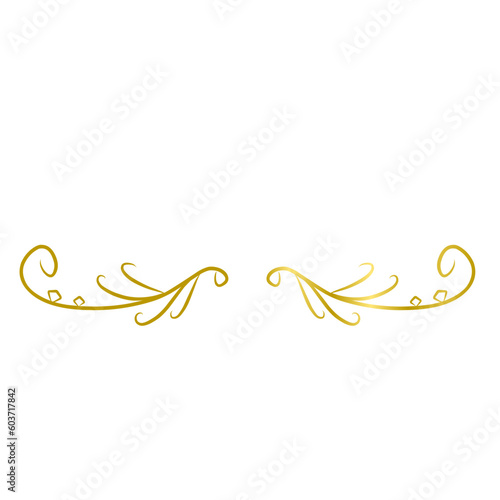 Gold divider.leaf divider. Golden line border