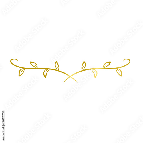 Gold divider.leaf divider. Golden line border