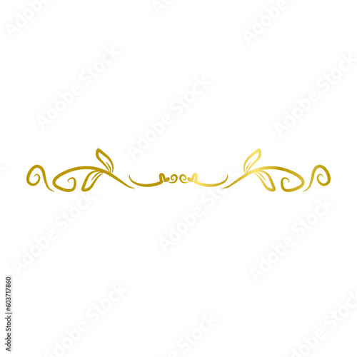 Gold divider.leaf divider. Golden line border