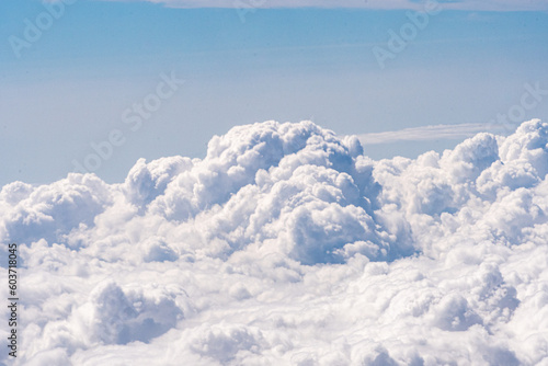 Aerial view of clouds outside of my airplane window on a flight from Richmond to Chicago