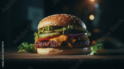 Generative AI burger Cinematic Editorial food Photography
