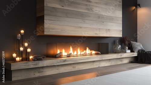 a beautiful house in which the fireplace in the living room gets a lot of attention, impressive design, beautiful finish, elegant appearance