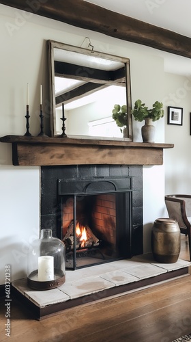 a beautiful house, in which the fireplace is given a lot of attention, impressive design, modern and clean
