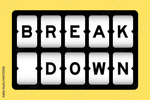 Black color in word break down on slot banner with yellow color background