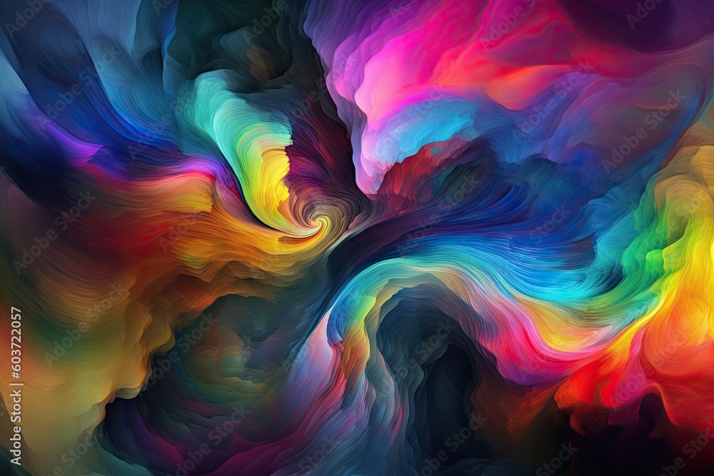 Abstract 3D colorful wallpaper illustration — rainbow colorful turbulence moving lines background