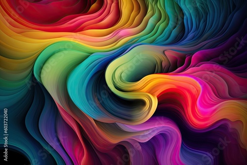 Abstract 3D colorful wallpaper illustration     rainbow colorful turbulence moving lines background.AI Generated