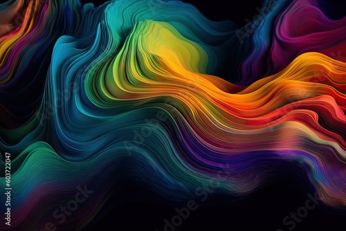 Abstract 3D colorful wallpaper illustration — rainbow colorful turbulence moving lines background