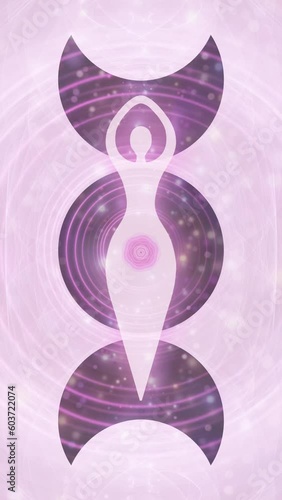 Moon Goddess Vertical Video, Meditation Visualizaer, Animation, Rose Breathwork Visualization