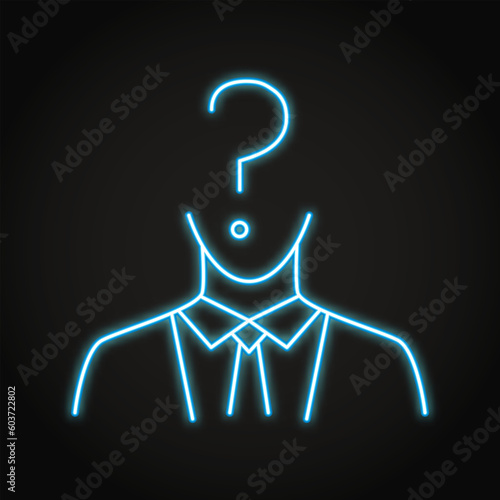 Unknown person neon icon in line style