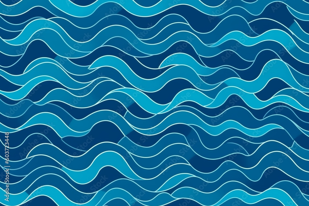 Illustration of blue waves for background, Created using generative AI technology Illustration of blue waves for background, Created using generative AI technology