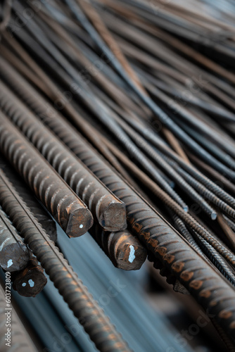 Metal reinforcing bar for foundations in stock