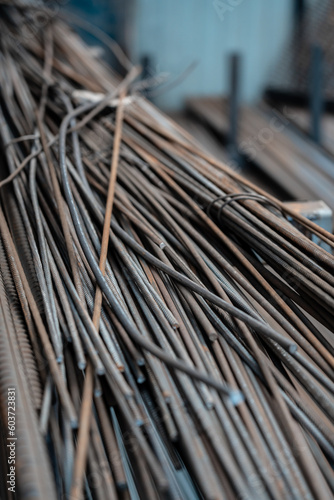 Metal reinforcing bar for foundations in stock