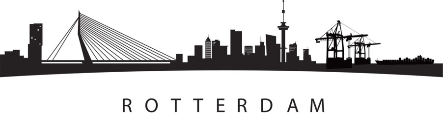 Fototapete Rotterdam Silhouette Rotterdam als Vektorgrafik  © Jos