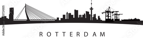 Rotterdam skyline, Netherlands, Silhouette vector photo