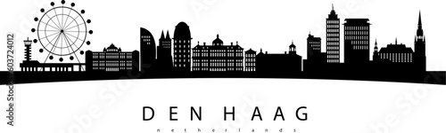 Den Haag skyline, Netherlands, Silhouette vector photo