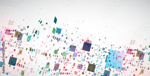 Template for science and technology presentation. Plexus style background.