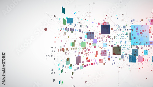 Template for science and technology presentation. Plexus style background.