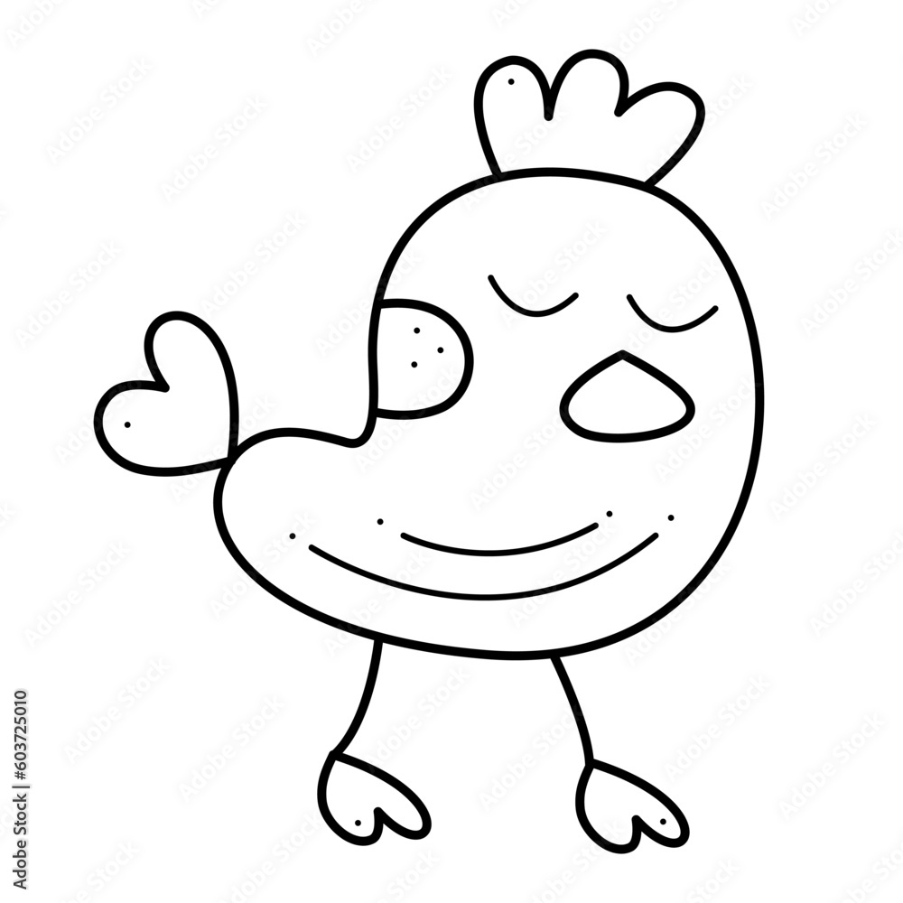 Cute chicken. Doodle black and white vector illustration. Cute chicken. Doodle black and white vector illustration.