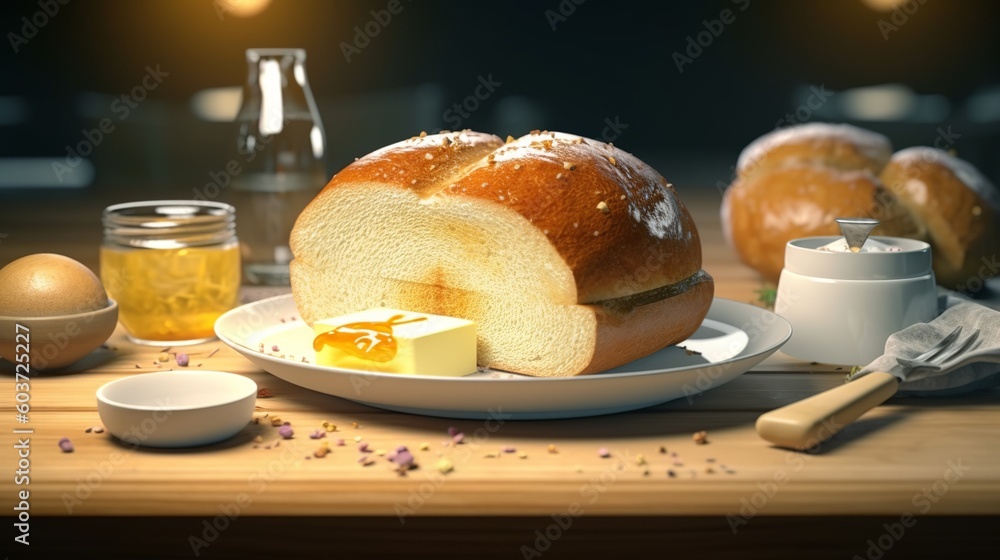 Generative AI hyperrealistic portrait of whitebread yummi food Photography