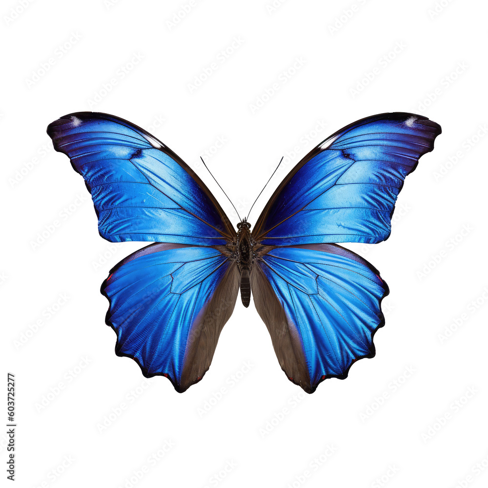 Fototapeta premium Blue Morphos butterfly isolated on white