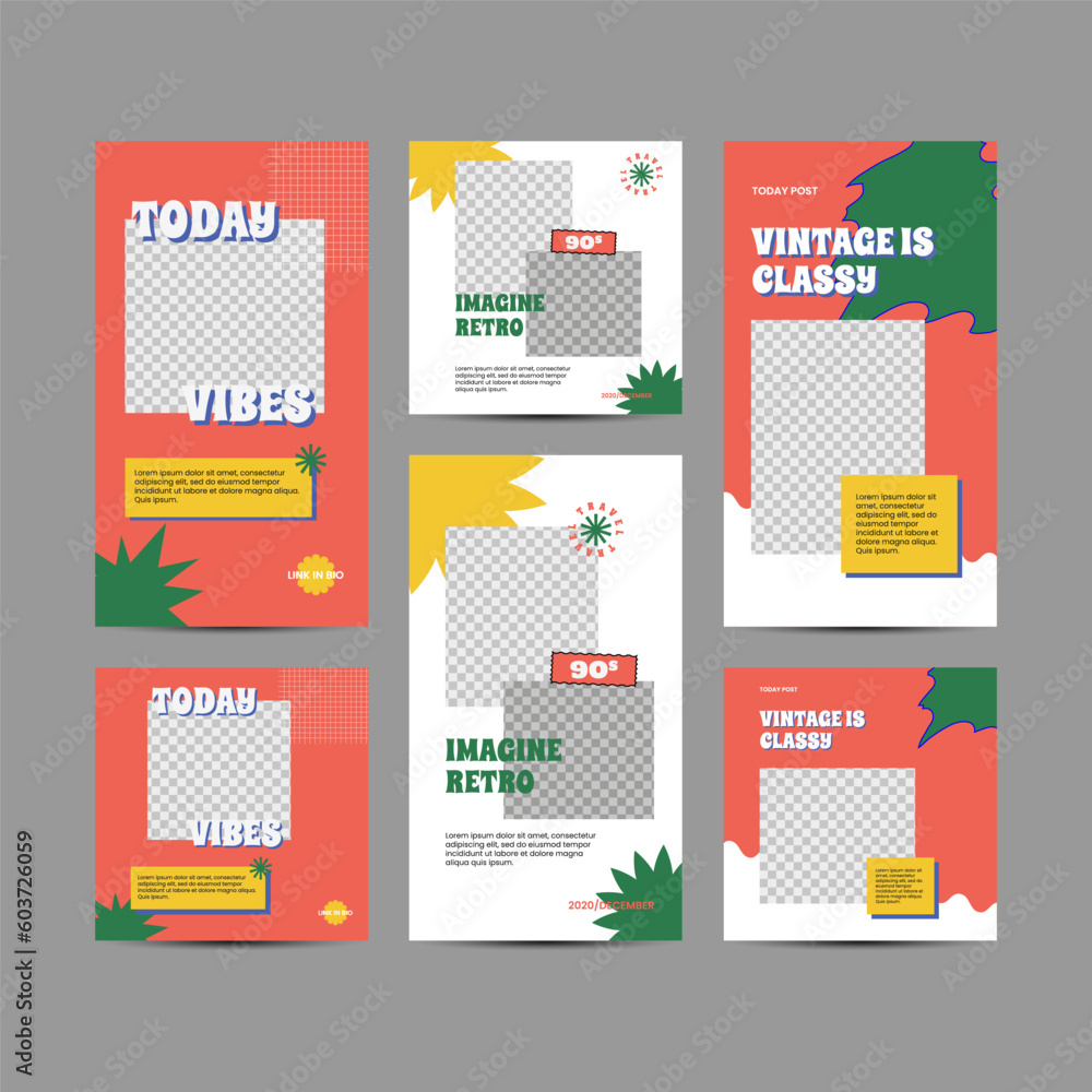 Set of Retro Social Media Templates for digital business marketing banner Set of Retro Social Media Templates for digital business marketing banner