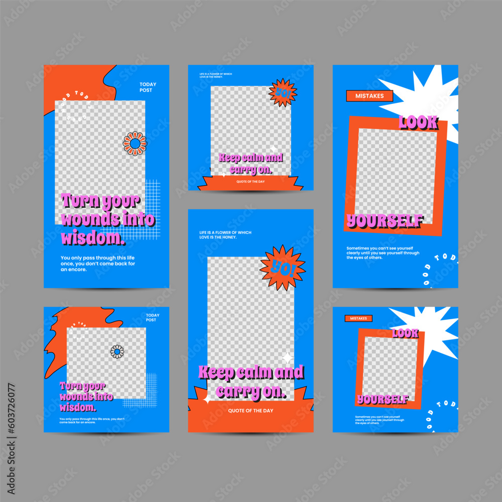 Set of Retro Social Media Templates for digital business marketing banner Set of Retro Social Media Templates for digital business marketing banner