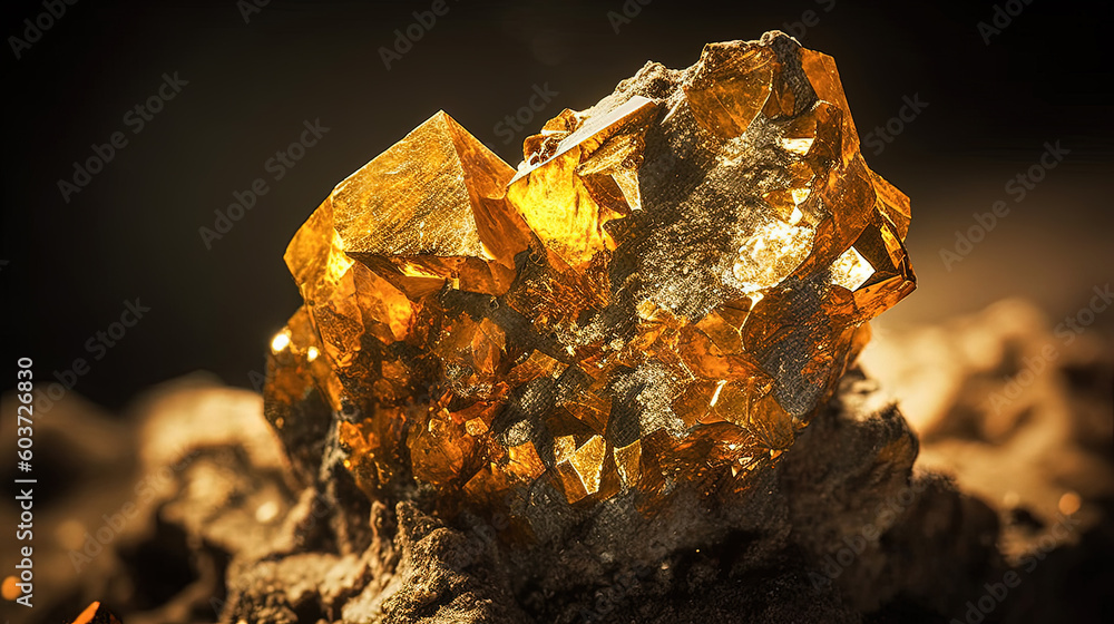 Gold ore on isolated dark background. Generative AI Gold ore on isolated dark background. Generative AI