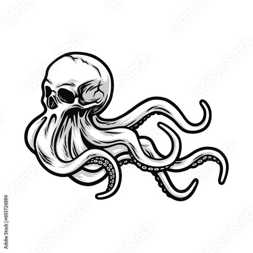  inner rebel with this octoskull Vector Combining the eerie essence of a skull with the tentacles of an octopus this high-quality illustration exudes a dark and edgy aesthetic
