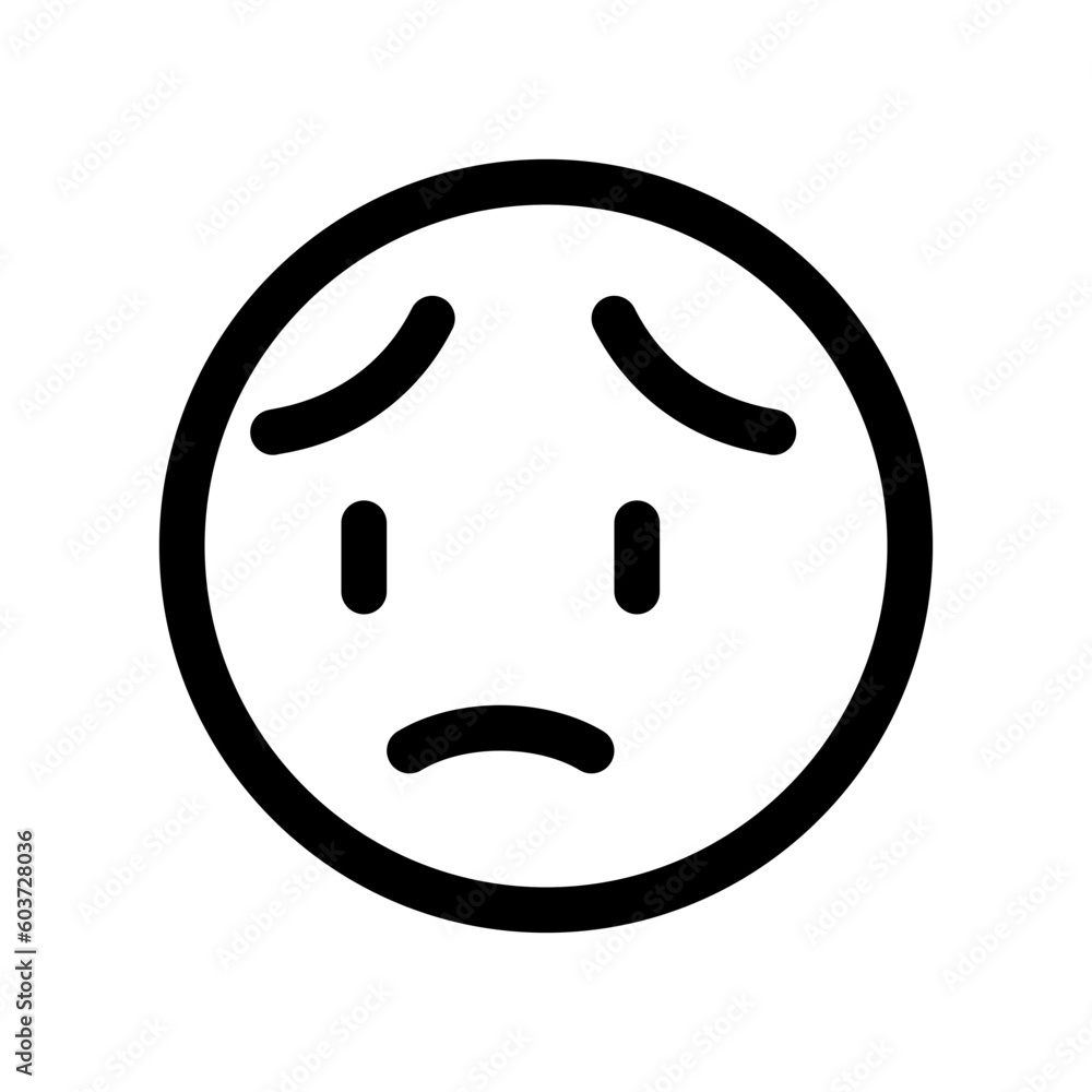 Fototapeta premium Editable worry, sad face expression emoticon vector icon. Part of a big icon set family. Part of a big icon set family. Perfect for web and app interfaces, presentations, infographics, etc