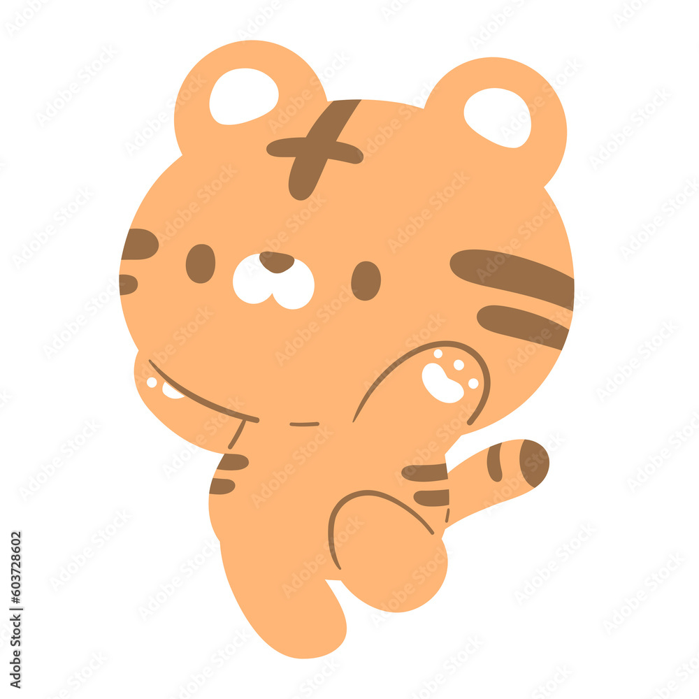 The orange cartoon tiger dances with adorable grace. The orange cartoon tiger dances with adorable grace.