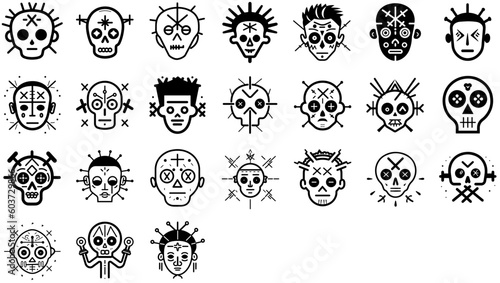 Cute voodoo zombie cartoon set vector icon
