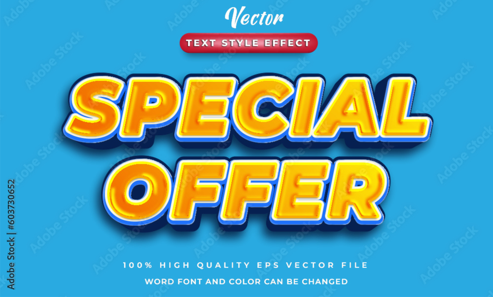 Vector special offer with editable 3d style text effect