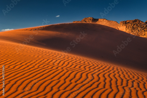 Amazing and spectacular landscapes of Wadi Rum desert in Jordan. Dunes  rocks are all Beautiful weather gives the climate to this place.