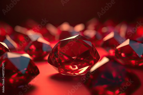 Red diamonds on dark background. Generative AI.