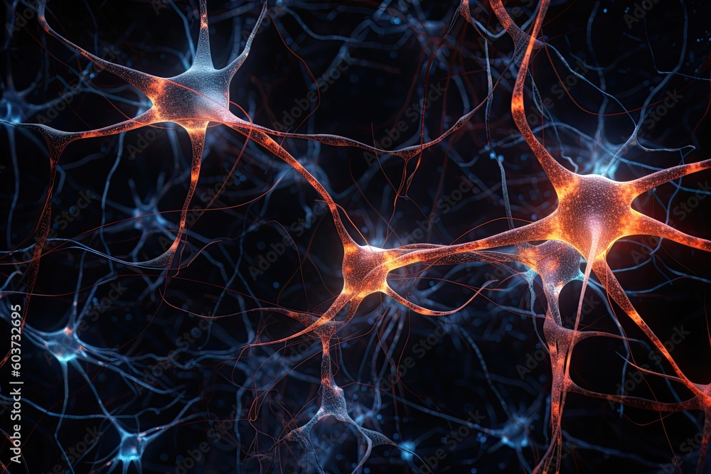 Microscopic of Neural network Brain cells, Human nervous system ...