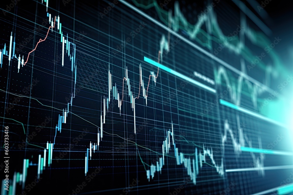 The stock market graph on black. Generative AI.
