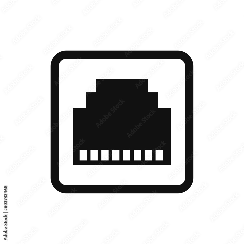Vector simple network port icon isolated on white Vector simple network port icon isolated on white