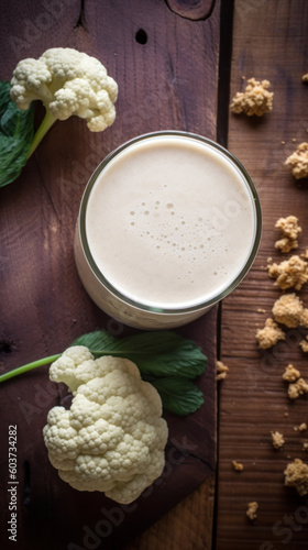 Wallpaper Mural Fresh Cauliflower Smoothie on a Rustic Wooden Table Torontodigital.ca