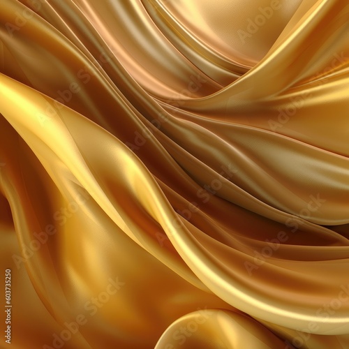The background features golden silk waves. (Generative AI)