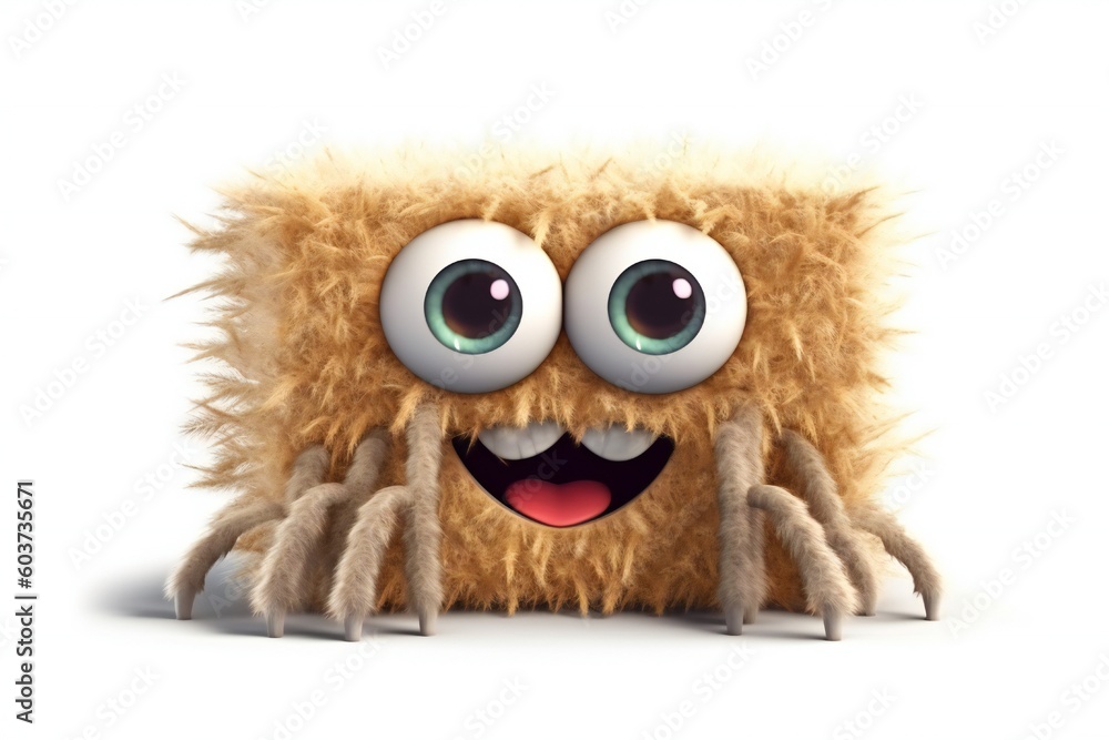 Fototapeta premium A spider sponge with a big smile is on a white background Generative AI 