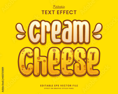 decorative cream cheese editable text effect vector design