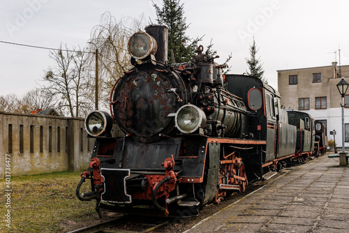 Steam locomotive at the railway station.