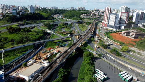 salvador, bahia, brazil - may 17, 2023: aerial view of the region of Rotula do Abacaxi in the city of Salvador. photo